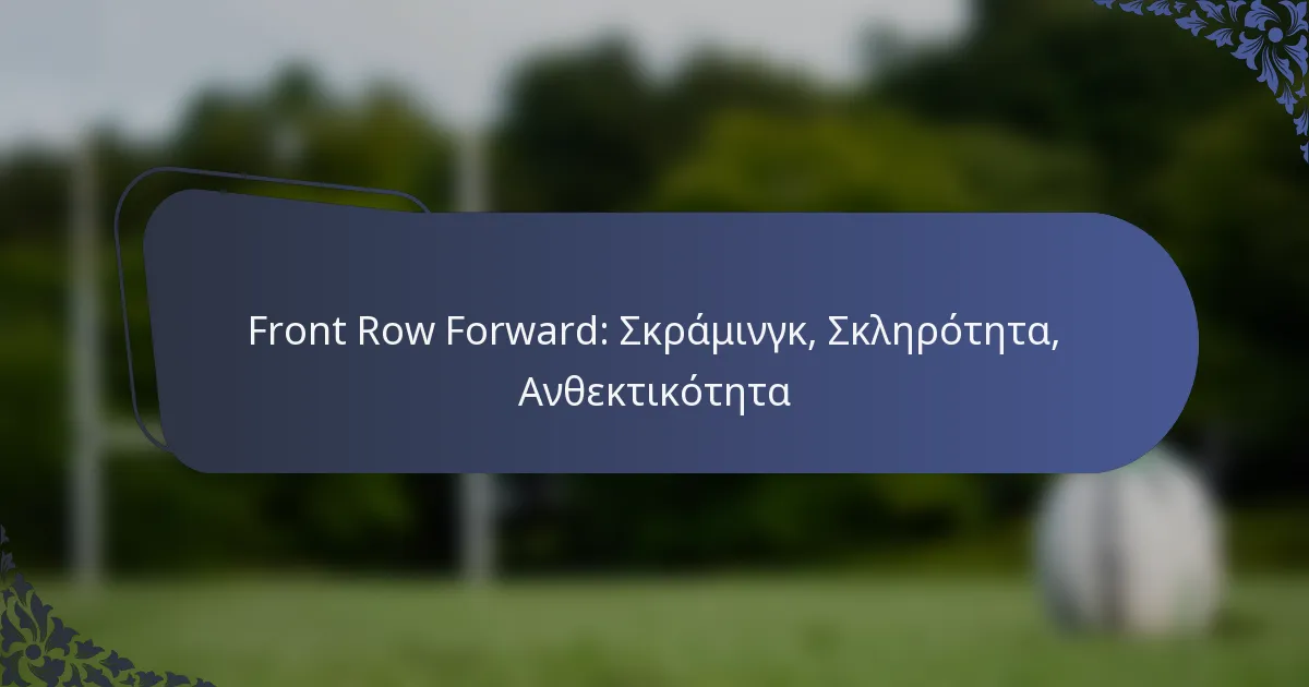 Front Row Forward: Σκράμινγκ, Σκληρότητα, Ανθεκτικότητα