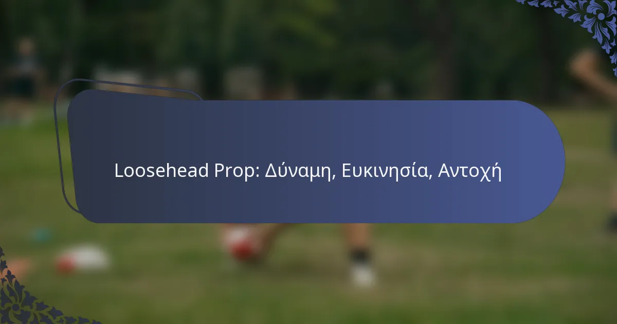 Loosehead Prop: Δύναμη, Ευκινησία, Αντοχή